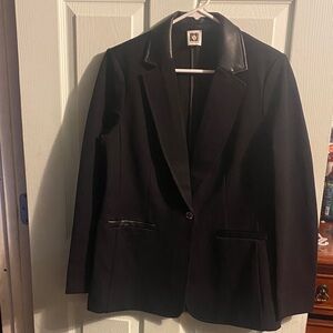 Anne Klein Black Blazer with Leather Trim